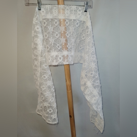 White lace valance with two white lace ties pocket  rod style - Picture 2 of 4